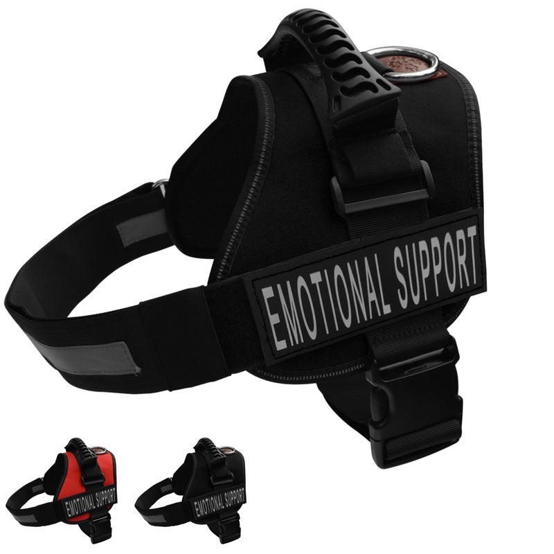 ALBCORP Emotional Support Dog Vest â€“ Reflective Harness - Woven Nylon, Comfy Mesh Padding - Sizes from XXS to XL â€“ Emotional Support Dog Patches Included. Black, Large - Image 1